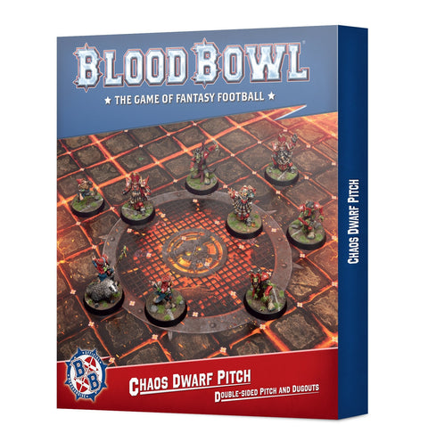 Blood Bowl: Chaos Dwarf Pitch - Double - Sided Pitch And Dugouts - Gathering Games