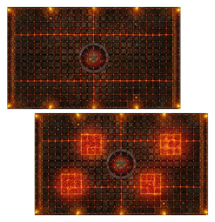 Blood Bowl: Chaos Dwarf Pitch - Double - Sided Pitch And Dugouts - Gathering Games