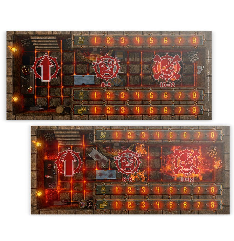 Blood Bowl: Chaos Dwarf Pitch - Double - Sided Pitch And Dugouts - Gathering Games