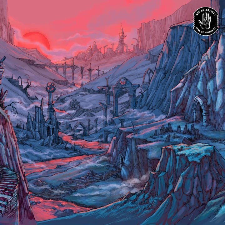 Curator: Arcane Landscapes - 'The Ruins' Brittany Bowman Playmat - Gathering Games