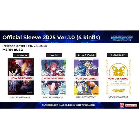 Digimon Card Game: Official Sleeve 2025 Version 1.0 (Complete Set of 4) - Gathering Games