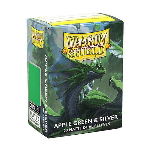 Dragon Shield: Dual Matte Sleeves - Apple Green & Silver - Standard Size (100) - Gathering Games