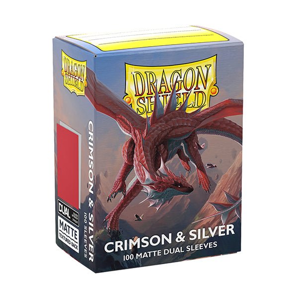 Dragon Shield: Dual Matte Sleeves - Crimson & Silver - Standard Size (100) - Gathering Games