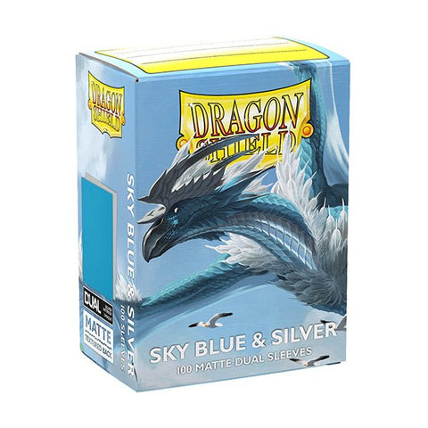 Dragon Shield: Dual Matte Sleeves - Sky Blue & Silver - Standard Size (100) - Gathering Games