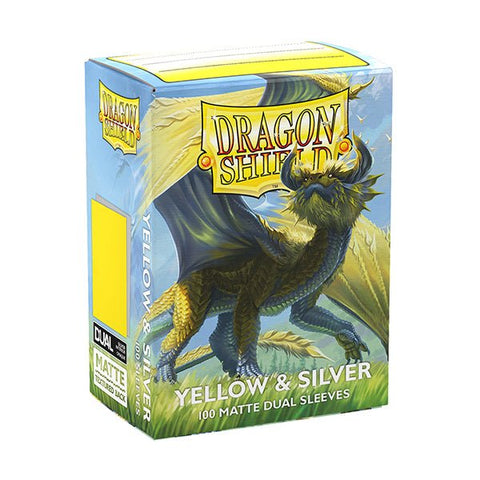 Dragon Shield: Dual Matte Sleeves - Yellow & Silver - Standard Size (100) - Gathering Games