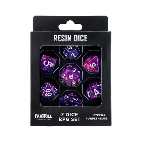 FanRoll: Eternal Purple/Blue Resin 7-Dice Set - Gathering Games
