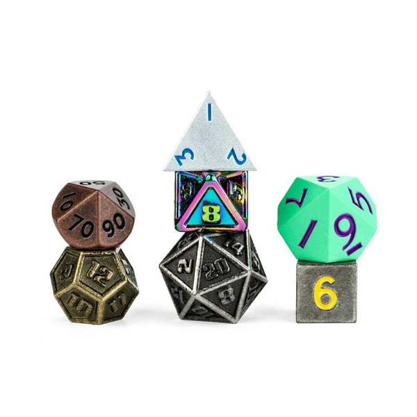 FanRoll Mystery Misfit Mini Metal Polyhedral Dice Set Display - 2