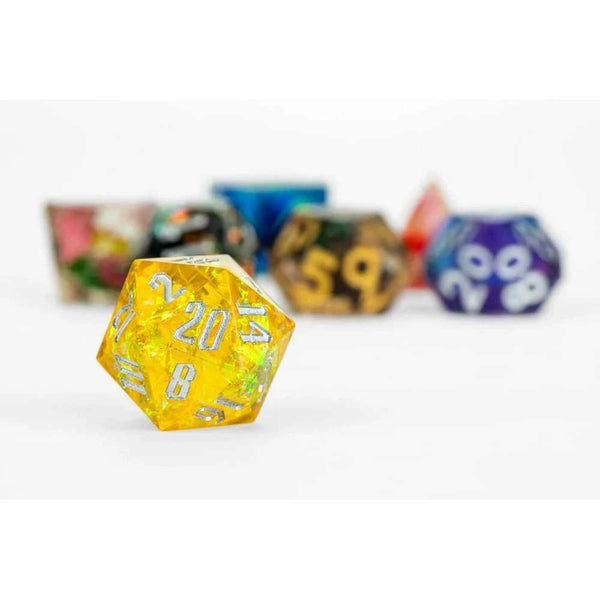 FanRoll Mystery Misfit Sharp Edge Resin Polyhedral Dice Set Display - 4
