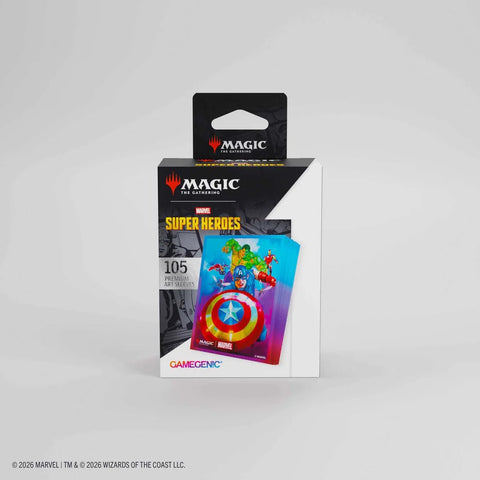Gamegenic - Magic: The Gathering Marvel Super Heroes Premium Art Sleeves - Captain America, Team Leader - Gathering Games