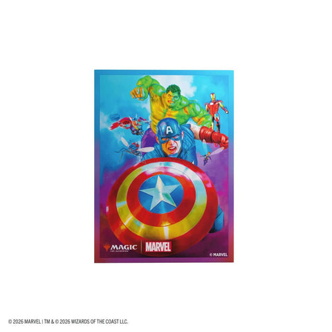 Gamegenic - Magic: The Gathering Marvel Super Heroes Premium Art Sleeves - Captain America, Team Leader - Gathering Games