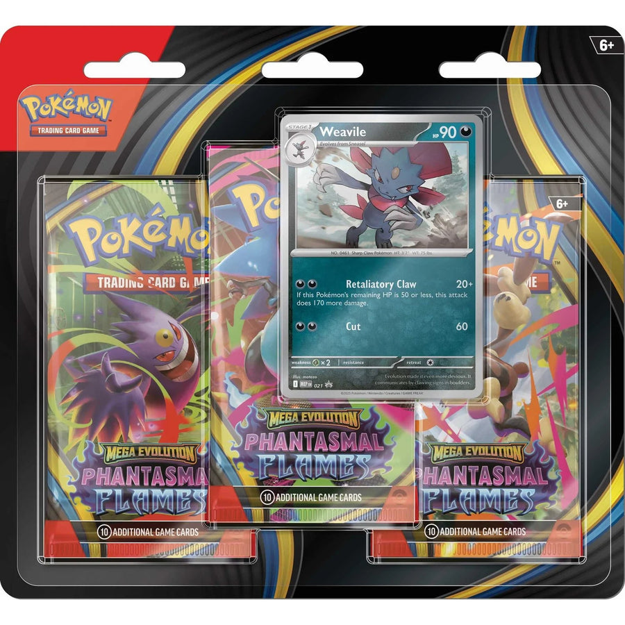 Pokemon TCG: Mega Evolution Phantasmal Flames 3 - Pack Blister Pack - Weavile - Gathering Games