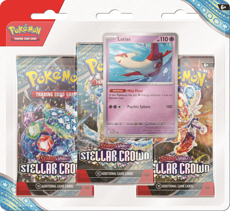 Pokemon TCG: Scarlet & Violet 7 - Stellar Crown Latias 3 Pack Blister - Gathering Games