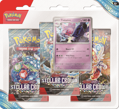 Pokemon TCG: Scarlet & Violet 7 - Stellar Crown Tinkaton 3 Pack Blister - Gathering Games