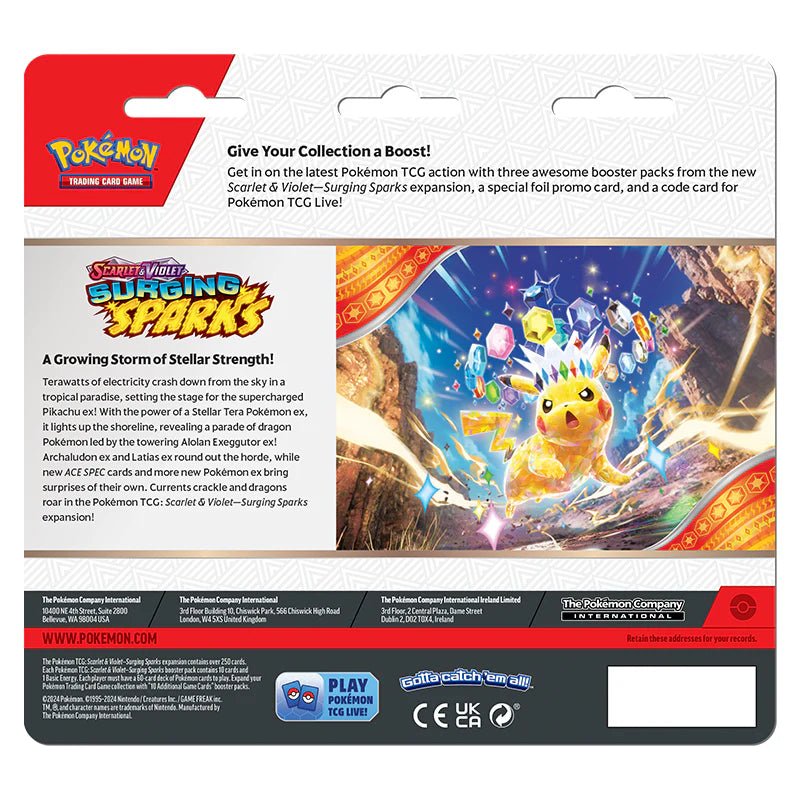Pokemon TCG: Scarlet & Violet 8 - Surging Sparks 3 Pack Blister - Quagsire - Gathering Games