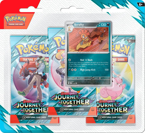 Pokemon TCG: Scarlet & Violet 9 - Journey Together 3 Pack Blister - Scrafty - Gathering Games