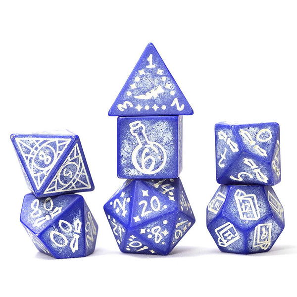 Sirius Dice: Illusory Stone - Purple Agate 7-Piece Polyhedral Dice Set - 2