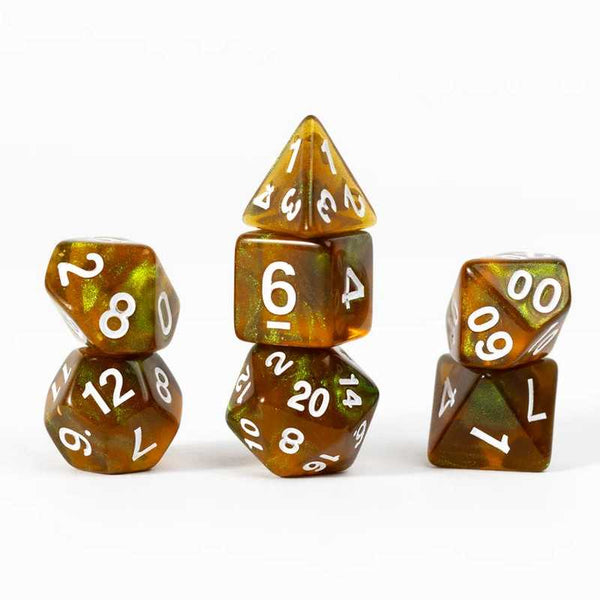 Sirius Dice: Treasures Unearthed 7-Piece Polyhedral Set - Peridot - 1