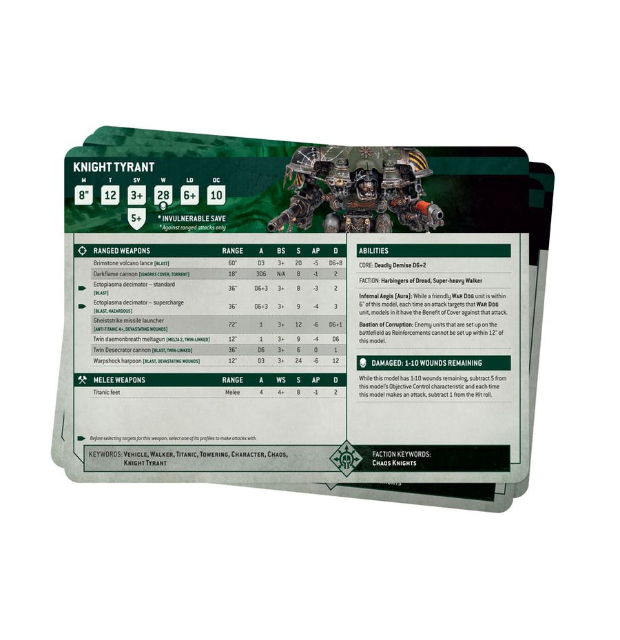 Warhammer 40K: Chaos Knights - Datasheet Cards - Gathering Games