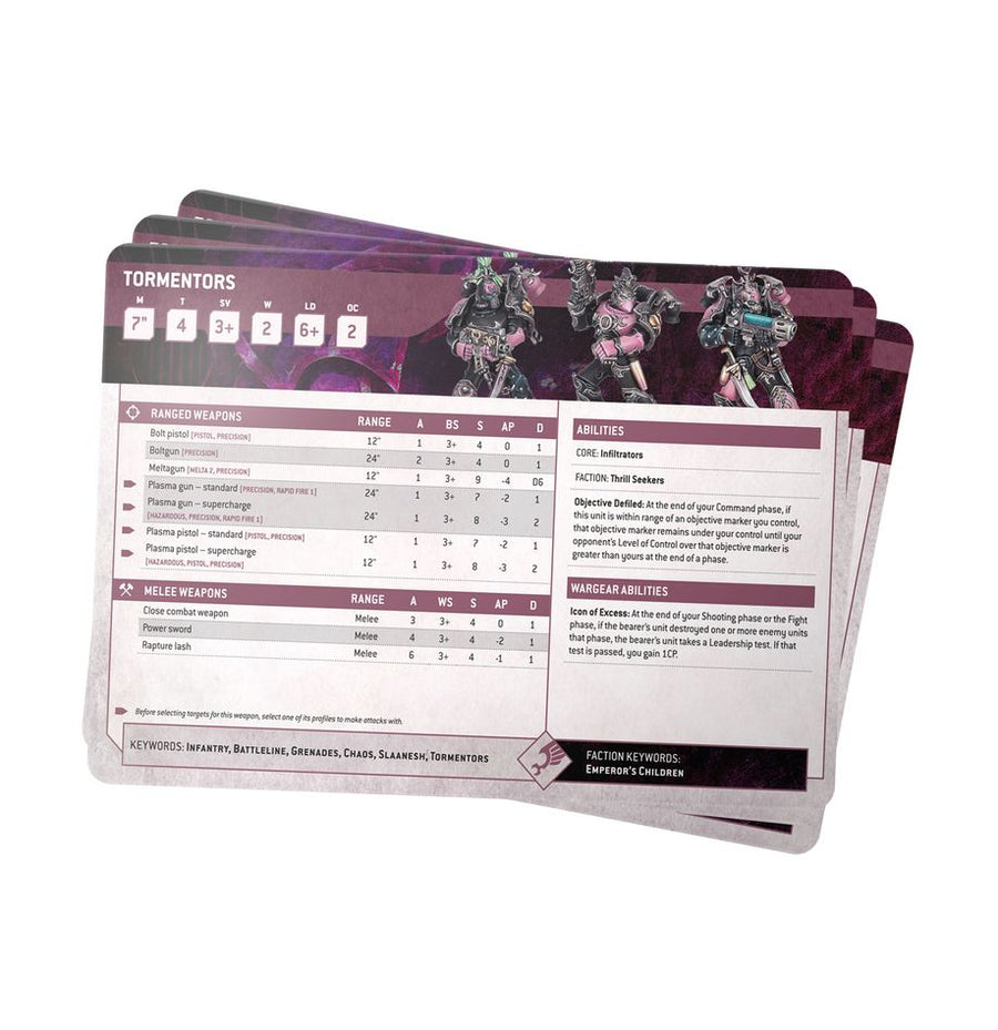 Warhammer 40K: Emperor's Children Datasheet Card - Gathering Games