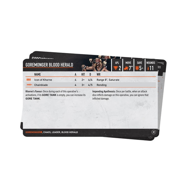 Warhammer 40K Kill Team: Goremongers Datacards - 3