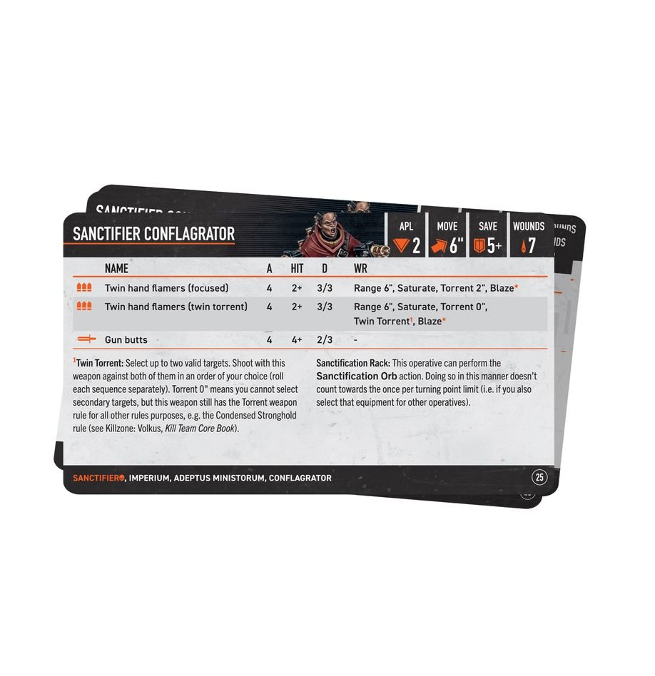 Sanctifiers Datacards - Warhammer Kill Team | Gathering Games