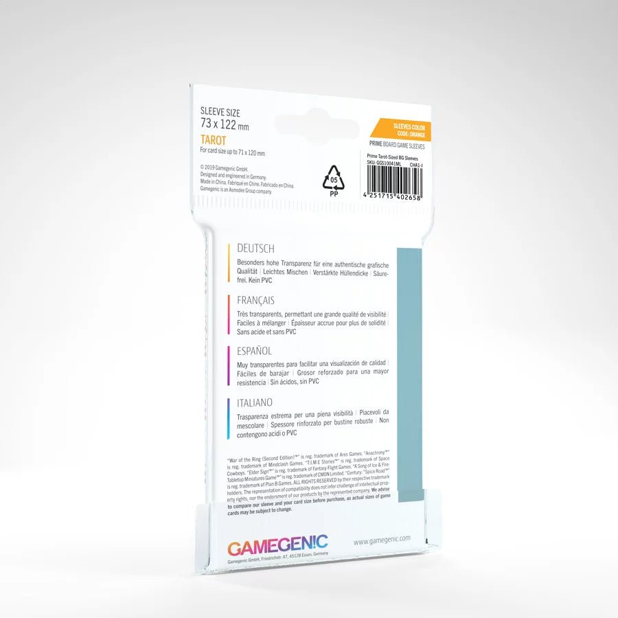 Gamegenic Prime Tarot-Sized Board Game Sleeves (50 Count) - Gathering Games