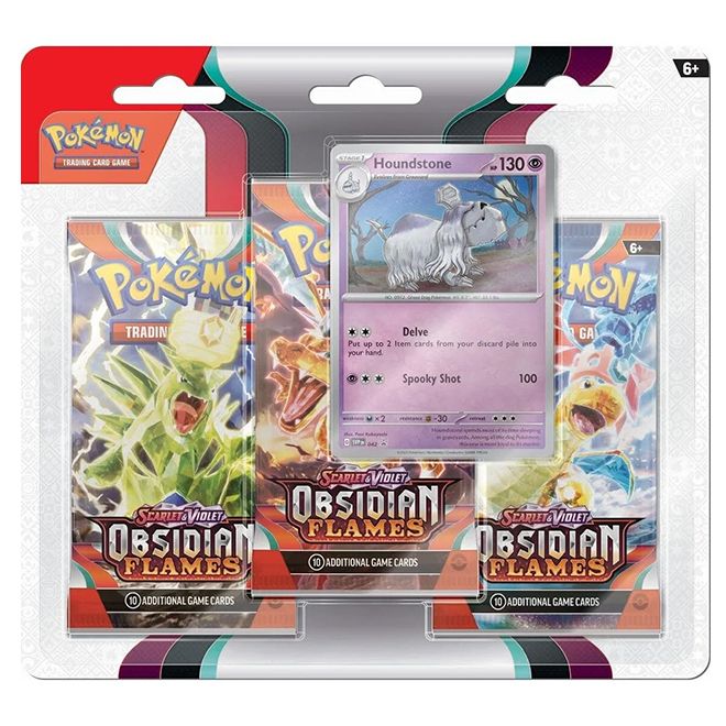 Pokemon TCG: Scarlet & Violet 3 Obsidian Flames - 3 Pack Blister Houndstone - Gathering Games