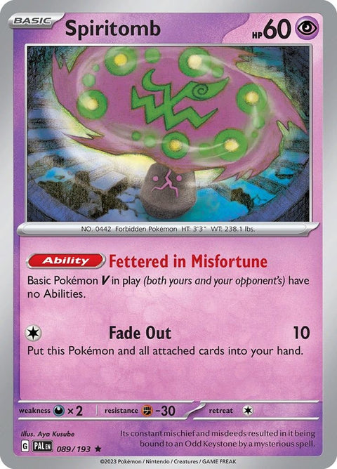 Scarlet & Violet 2 Paldea Evolved 089/193 Spiritomb - Reverse Holo - Gathering Games