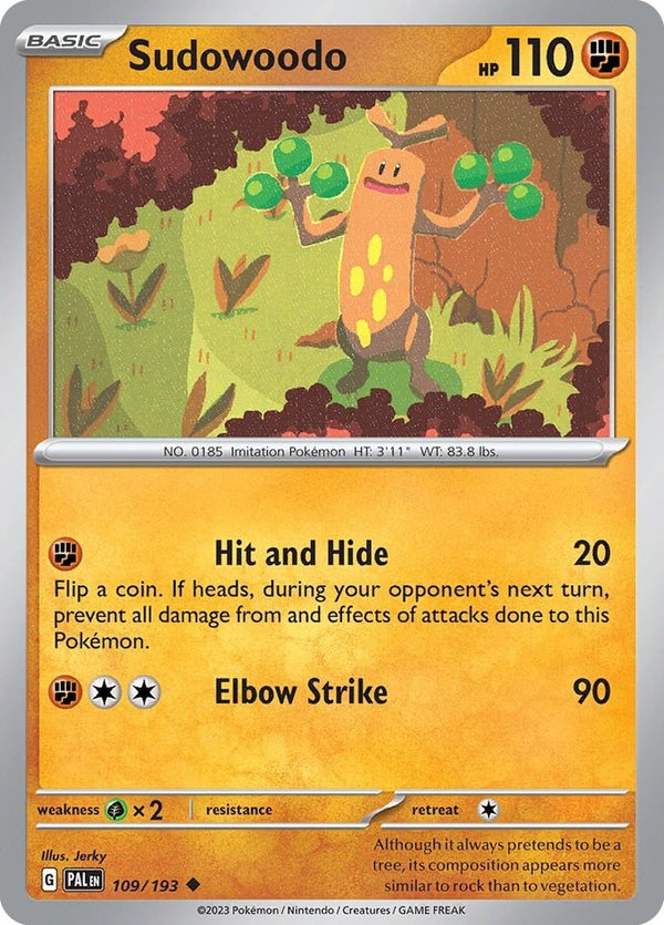 Scarlet & Violet 2 Paldea Evolved 109/193 Sudowoodo - Reverse Holo - 1