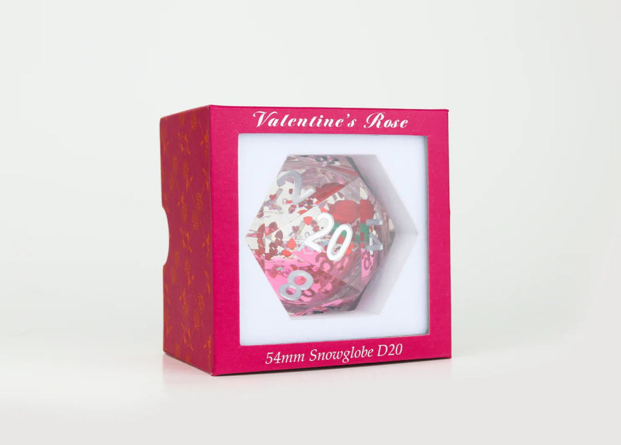 Sirius Dice - Valentine Rose 54mm Snow Globe D20 - Gathering Games