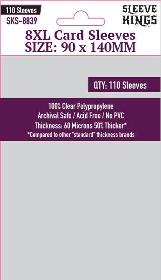 Sleeve Kings 8XL Sleeves (90 X 140 MM) - 110 Pack - Gathering Games