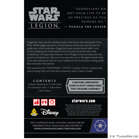 Star Wars Legion: Sun Fac & Poggle the Lesser Commander Expansion - Gathering Games