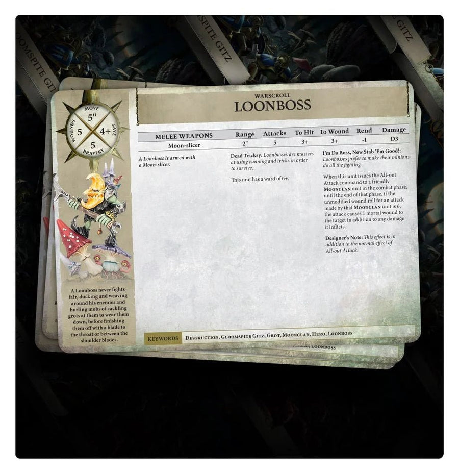 Warhammer Age Of Sigmar - Warscroll Cards: Gloomspite Gitz - Gathering Games